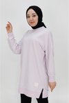 Lila Basic İki İp Kumaş Sweatshirt Tesettür Tunik