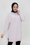 Lila Basic İki İp Kumaş Sweatshirt Tesettür Tunik