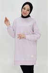Lila Basic İki İp Kumaş Sweatshirt Tesettür Tunik