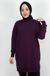 Mor İki İplik Basic Sweatshirt Tesettür Tunik