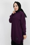 Mor İki İplik Basic Sweatshirt Tesettür Tunik