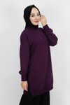 Mor İki İplik Basic Sweatshirt Tesettür Tunik