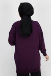 Mor İki İplik Basic Sweatshirt Tesettür Tunik
