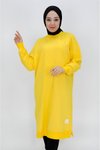 Sarı Uzun Boy Basic İki İplik Kumaş Tesettür Tunik