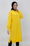 Sarı Uzun Boy Basic İki İplik Kumaş Tesettür Tunik