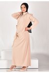 Taş Krep Kumaş Yandan Bağlamalı Tesettür Abiye Elbise