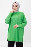Yeşil Viskon Önü Taşlı Tesettür Tunik