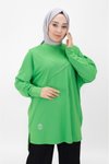 Yeşil Viskon Önü Taşlı Tesettür Tunik