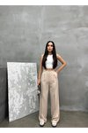 Taş Bej Palazzo Dabıl Kumaş Tesettür Pantolon