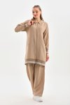 Bej İkili Gömlek Pantolon Takım