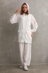 Beyaz Yazlık Keten Alt Üst İkili Tesettür Takım