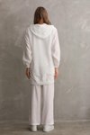 Beyaz Yazlık Keten Alt Üst İkili Tesettür Takım
