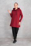 Bordo Spor Sweat-tunik Pantolon İkili Tesettür Takım