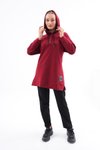 Bordo Spor Sweat-tunik Pantolon İkili Tesettür Takım