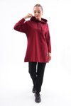 Bordo Spor Sweat-tunik Pantolon İkili Tesettür Takım