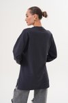 Füme Bisiklet Yaka Miu Kabartma Baskılı Sweatshirt Tunik
