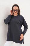 Füme Bisiklet Yaka Uzun Kol Be Yourself Sweatshirt Tunik