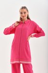 Fuşya İkili Gömlek Pantolon Takım