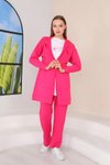 Fuşya Kabartma Baskılı Spor 3'lü Tesettür Takım