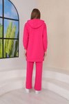 Fuşya Kabartma Baskılı Spor 3'lü Tesettür Takım