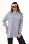 Gri Uzun Kol Bisiklet Yaka Be Yourself Sweatshirt Tunik