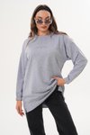 Gri Uzun Kol Bisiklet Yaka Be Yourself Sweatshirt Tunik