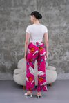 Kırmızı Dijital Baskı Bol Paça Kumaş Pantolon