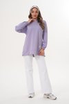 Lila Düz Basic Bisiklet Yaka Sweatshirt Tesettür Tunik