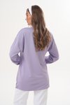 Lila Düz Basic Bisiklet Yaka Sweatshirt Tesettür Tunik