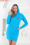 Mavi Spor Kapüşonlu Tesettür Tunik