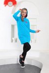 Mavi Spor Kapüşonlu Tesettür Tunik