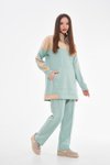 Mint Desenli Spor Tesettür Eşofman Takımı