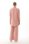 Pudra Yazlık Taşlı İkili Tunik Pantolon Takım