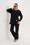 Siyah Bisiklet Yaka Tesettür Eşofman Takım