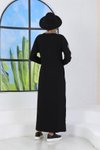 Siyah Kabartma Yazılı Tesettür Elbise