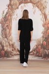 Siyah Üçlü Gömlek Pantolon T-shirt Takım