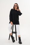 Siyah Uzun Kol Sweatshirt Bisiklet Yaka "Be Yourself" Tesettür Tunik
