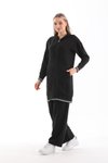 Siyah Yazlık Sweat Pantolon Alt Üst İkili Takım