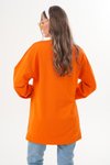 Turuncu Düz Basic Bisiklet Yaka Uzun Kol Sweatshirt Tesettür Tunik