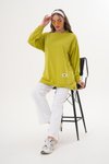 Yeşil Bisiklet Yaka Uzun Kol Basic Sweatshirt Tesettür Tunik