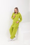Yeşil Keten Yazlık Trençkot Alt Üst İkili Takım