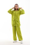 Yeşil Keten Yazlık Trençkot Alt Üst İkili Takım