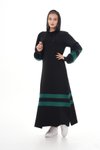 Zümrüt Şeritli Spor İkiiplik Balon Kol Tesettür Elbise