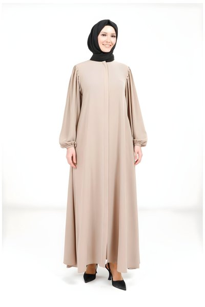 Bej Büzgü Detaylı Ferace