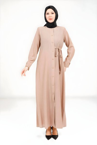 Bej Düğmeli Ferace