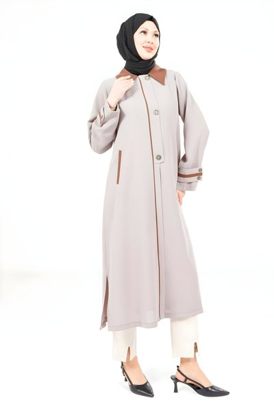 Bej Giy Çık Yakalı Kap