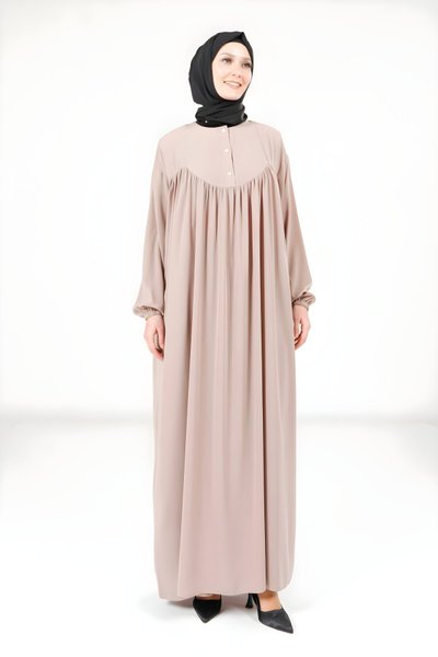 Bej Salaş Tesettür Elbise