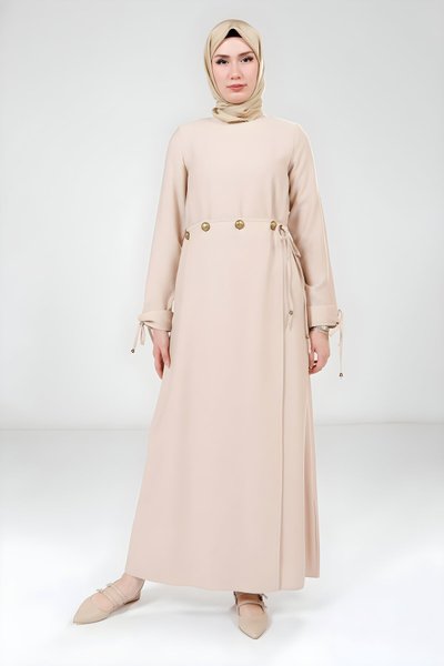 Bej Tesettür Elbise