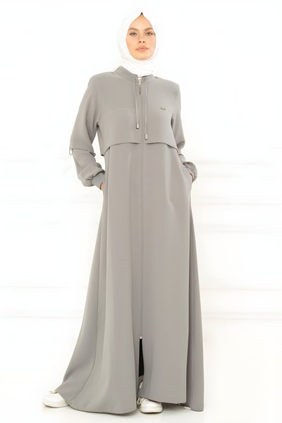 Gri Spor Ribanalı Ferace