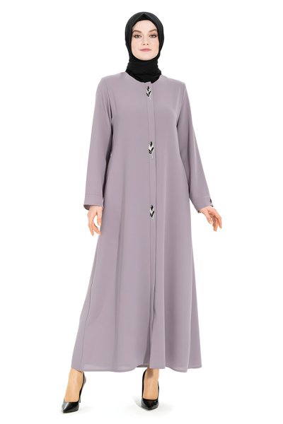 Gri Yaprak Detaylı Ferace